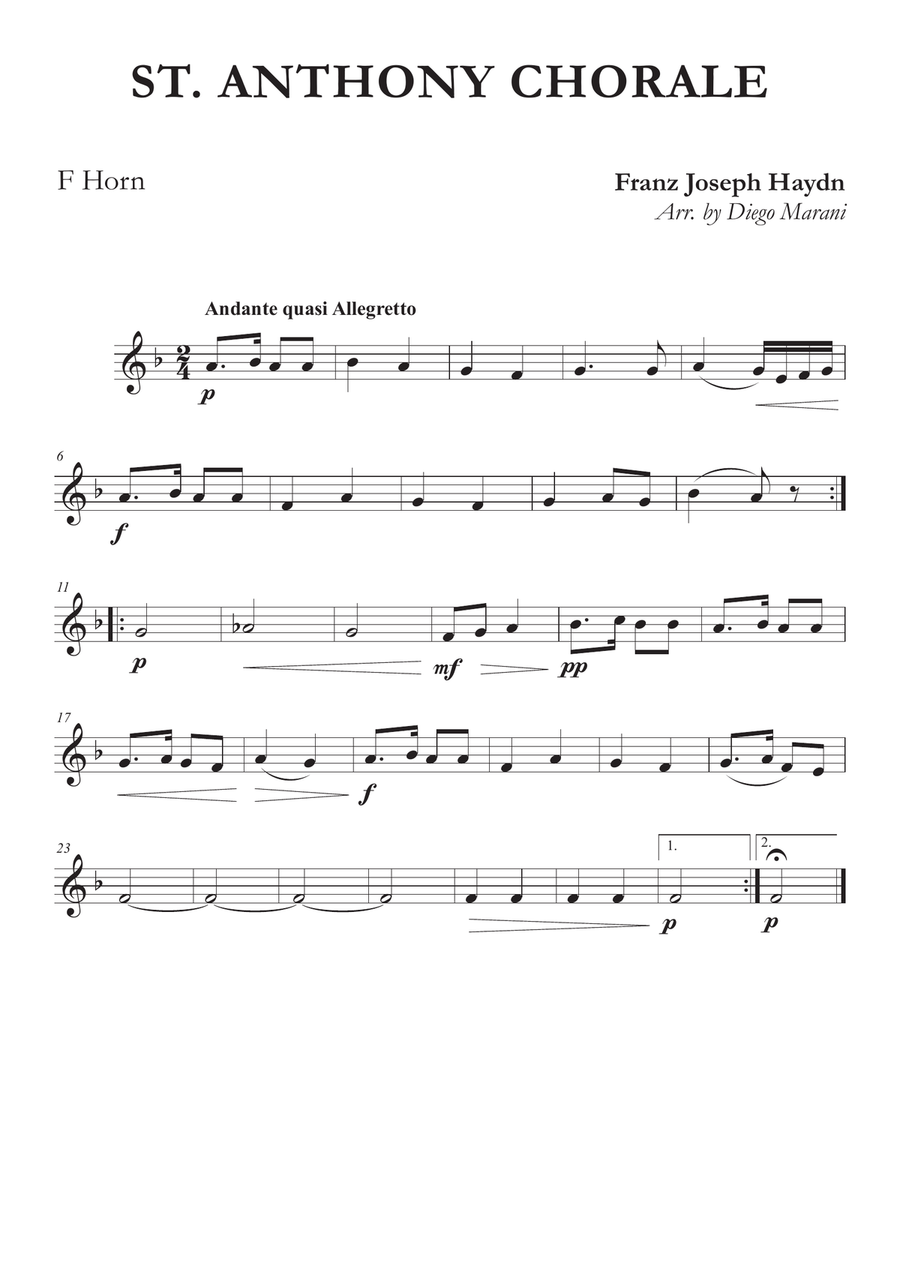 St. Anthony Chorale for Brass Quintet Brass Quintet scores gallery preview page 3