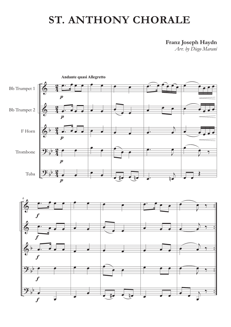 St. Anthony Chorale for Brass Quintet Brass Quintet scores gallery preview page 4