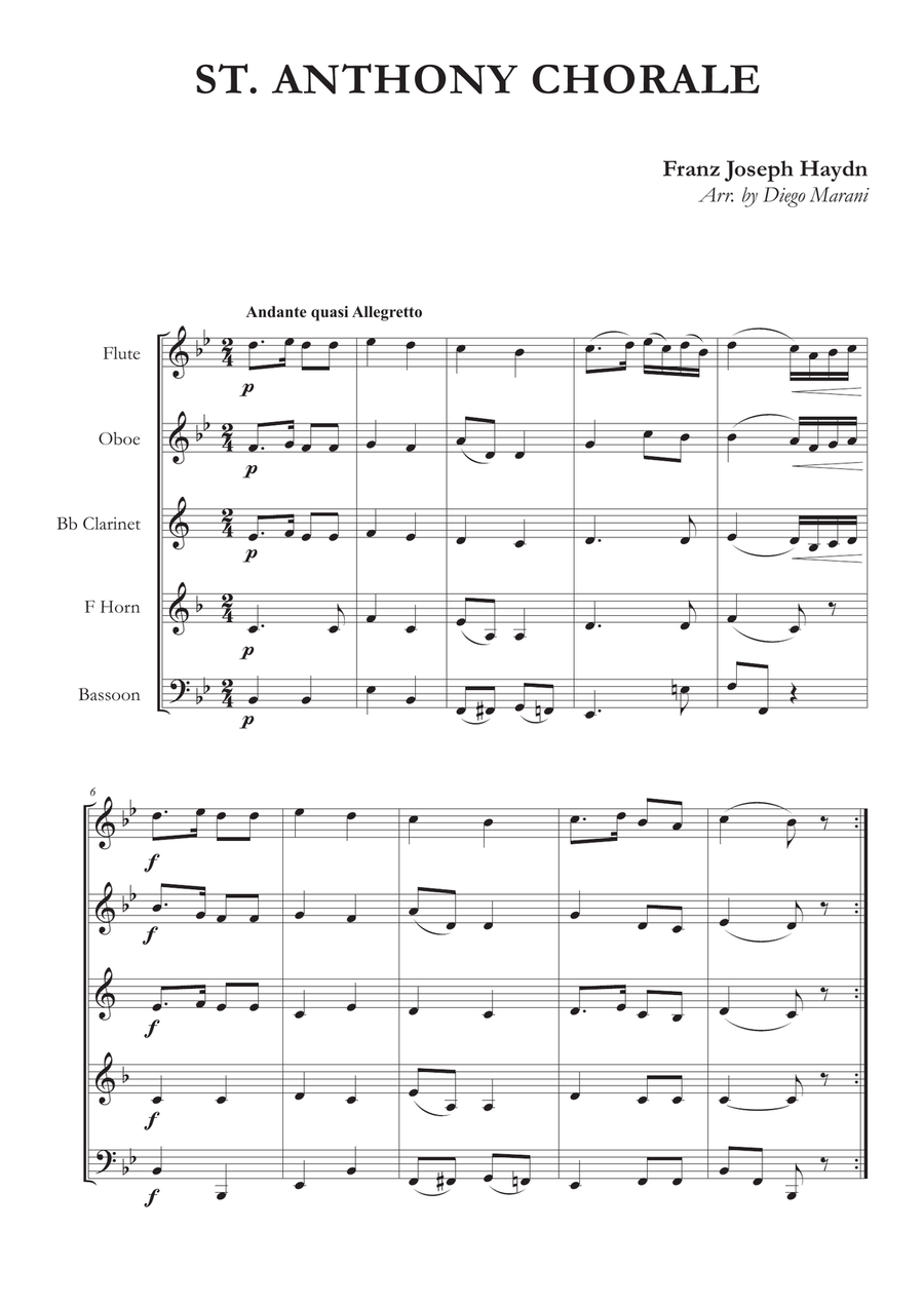 St. Anthony Chorale for Woodwind Quintet Woodwind Quintet scores gallery preview page 4