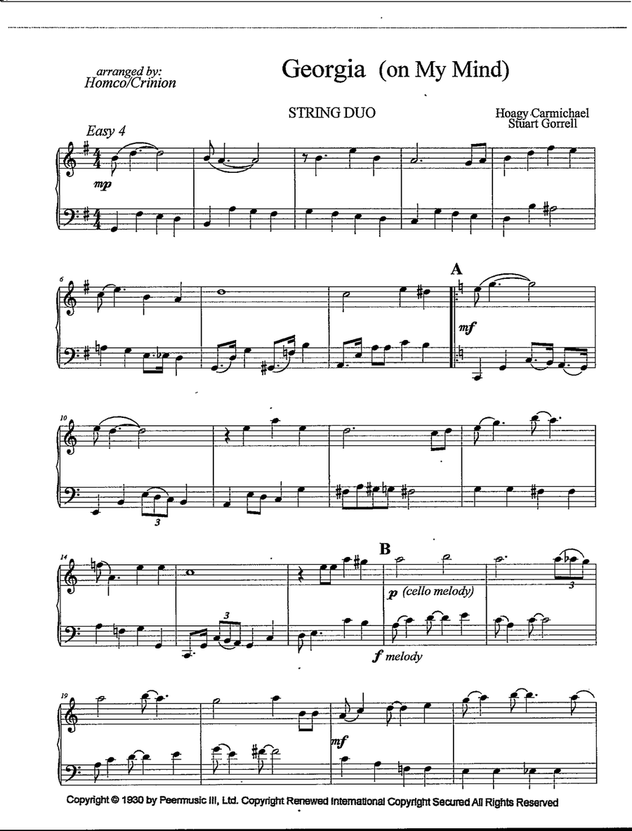 Georgia On My Mind String Duet scores gallery preview page 2