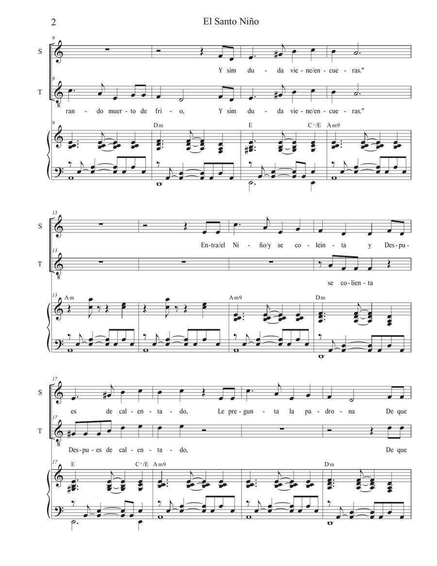 El Santo Niño (The Holy Child) (Vocal solo with 2-part choir - (Soprano and Tenor) 2-Part scores gallery preview page 2