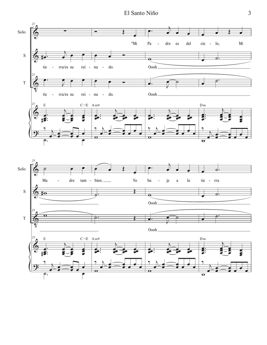 El Santo Niño (The Holy Child) (Vocal solo with 2-part choir - (Soprano and Tenor) 2-Part scores gallery preview page 3