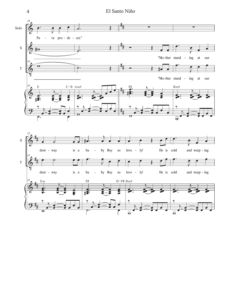 El Santo Niño (The Holy Child) (Vocal solo with 2-part choir - (Soprano and Tenor) 2-Part scores gallery preview page 4