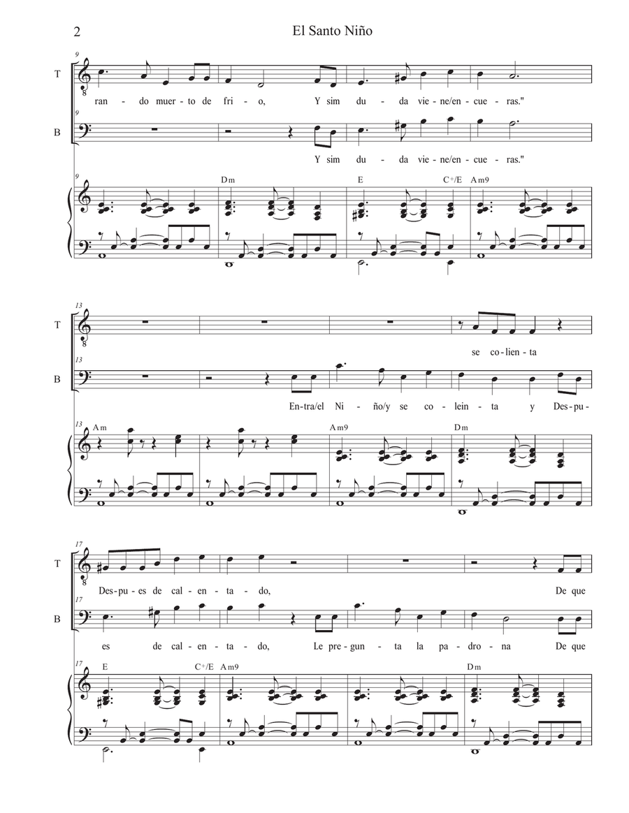 El Santo Niño (The Holy Child) (Vocal solo with 2-part choir - (TB) TB scores gallery preview page 2