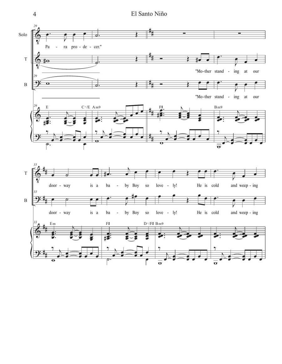 El Santo Niño (The Holy Child) (Vocal solo with 2-part choir - (TB) TB scores gallery preview page 4
