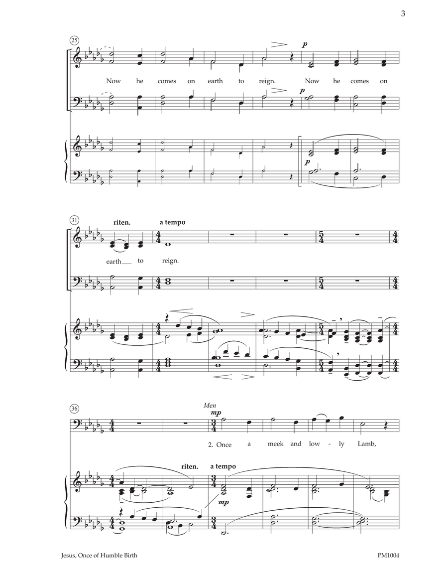 Jesus, Once of Humble Birth 4-Part scores gallery preview page 2