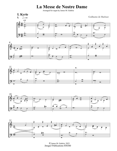 Machaut: La Messe de Nostre Dame for Organ - Study Score