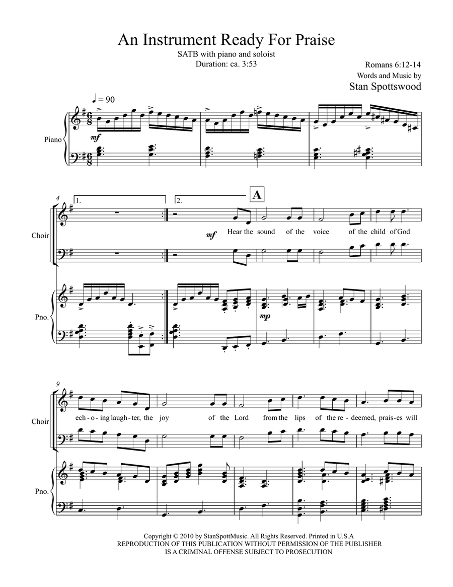 An Instrument Ready for Praise Divisi scores gallery preview page 2