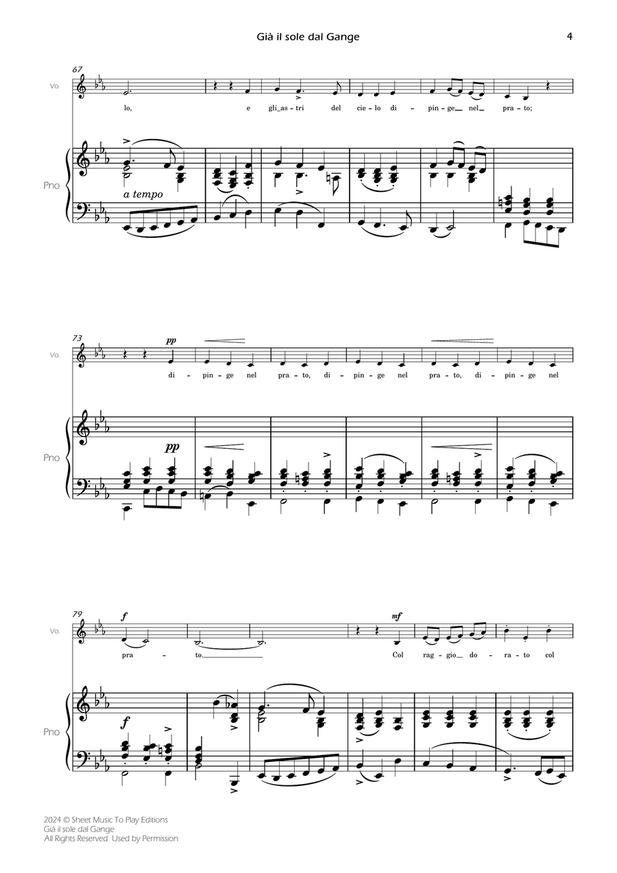 Scarlatti - Già il sole dal Gange - Voice and Piano - Eb Major Piano, Vocal scores gallery preview page 6