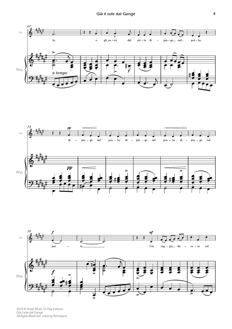 Scarlatti - Già il sole dal Gange - Voice and Piano - F# Major Piano, Vocal scores gallery preview page 6