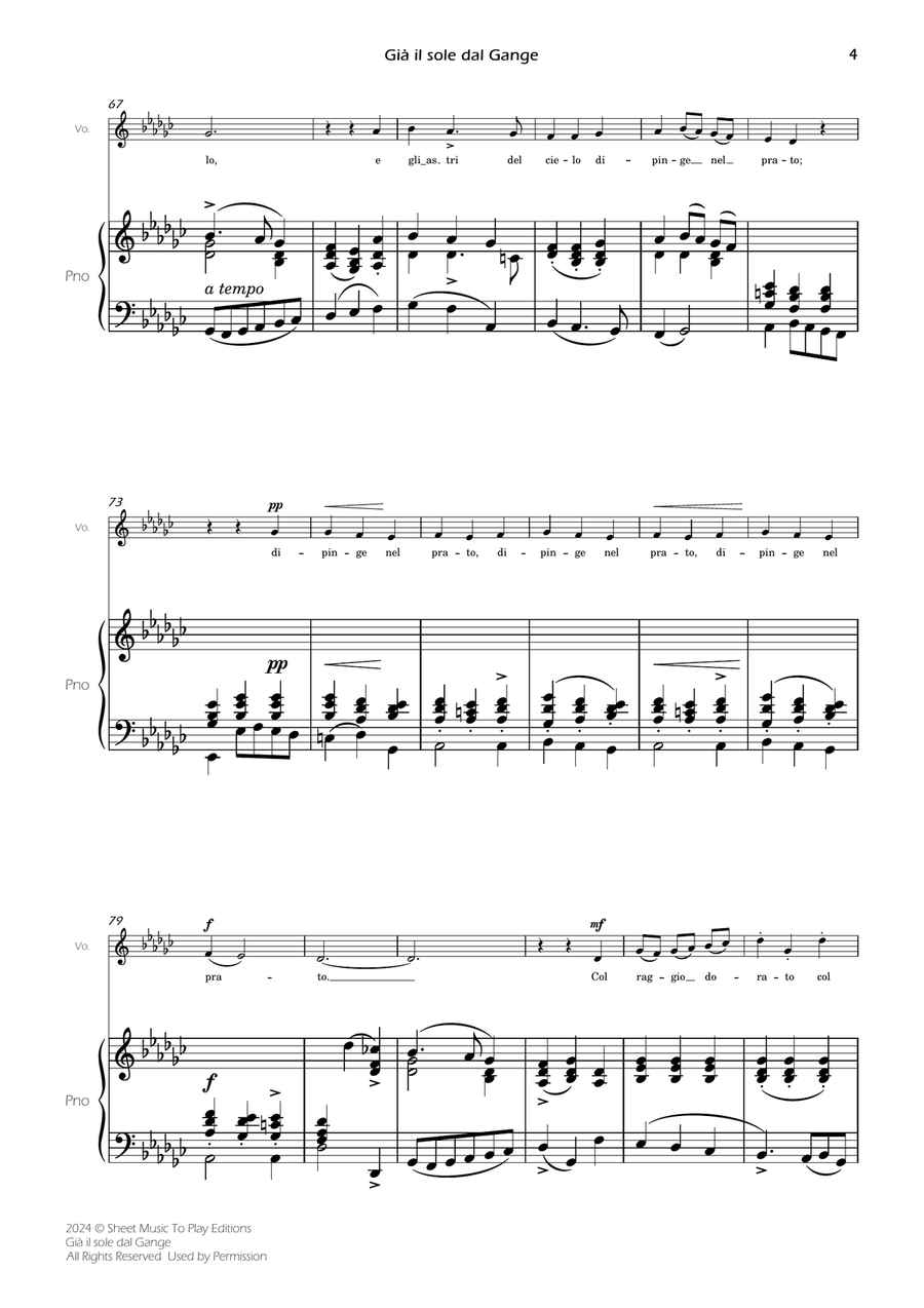 Scarlatti - Già il sole dal Gange - Voice and Piano - Gb Major Piano, Vocal scores gallery preview page 6