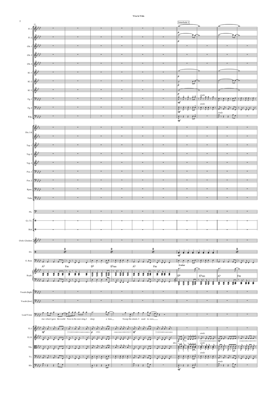 Viva La Vida Viva La Vida Full Orchestra scores gallery preview page 4