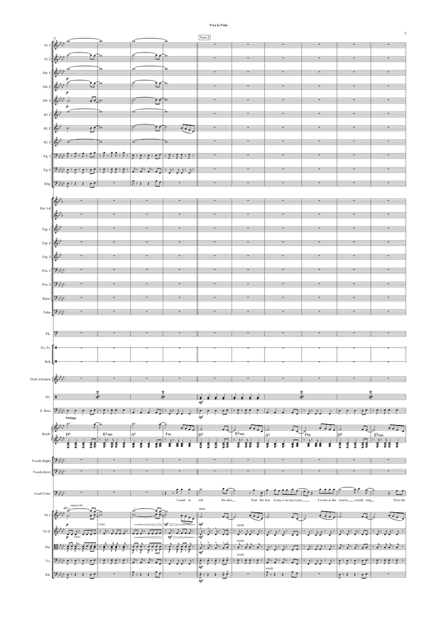 Viva La Vida Viva La Vida Full Orchestra scores gallery preview page 5