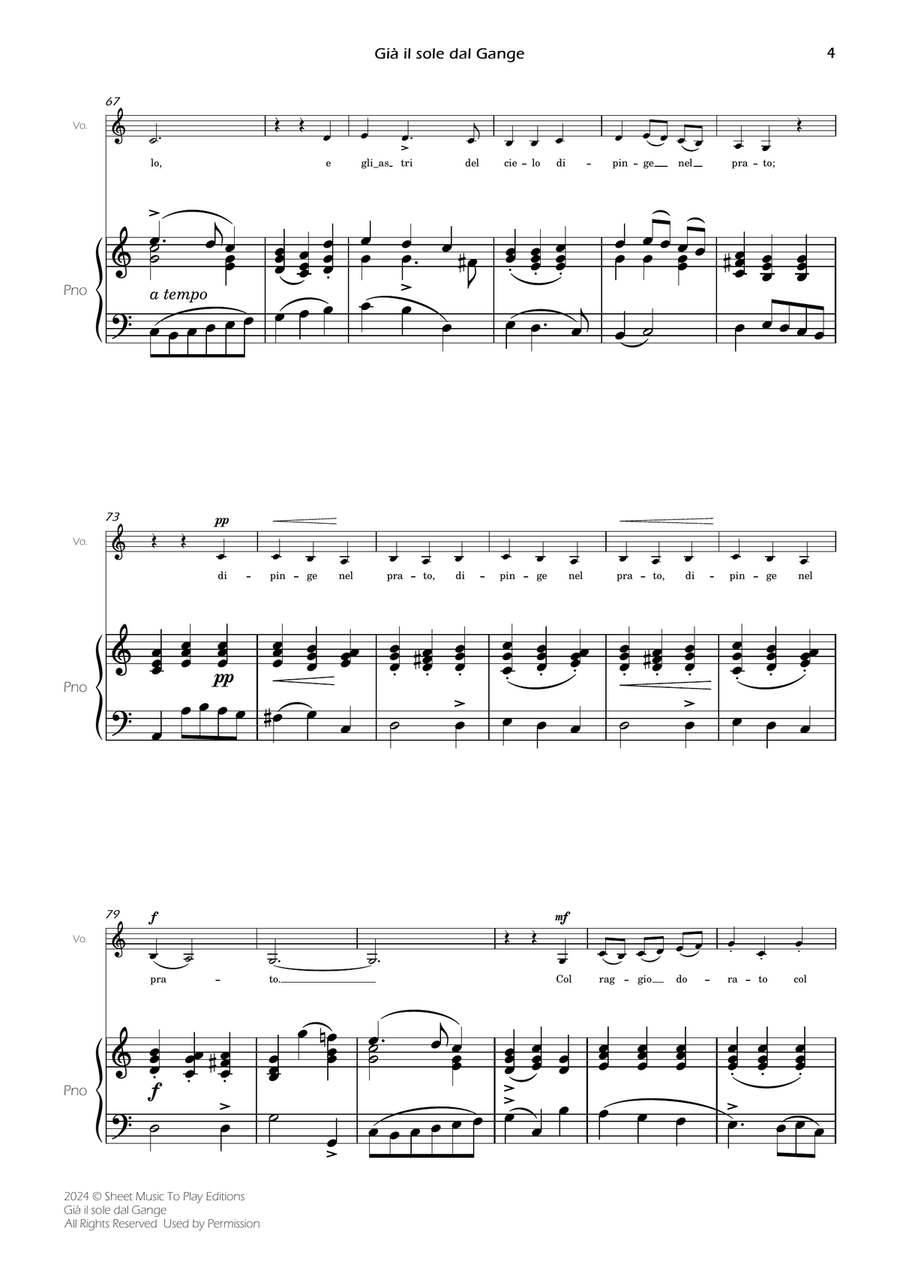 Scarlatti - Già il sole dal Gange - Voice and Piano - C Major Piano, Vocal scores gallery preview page 6