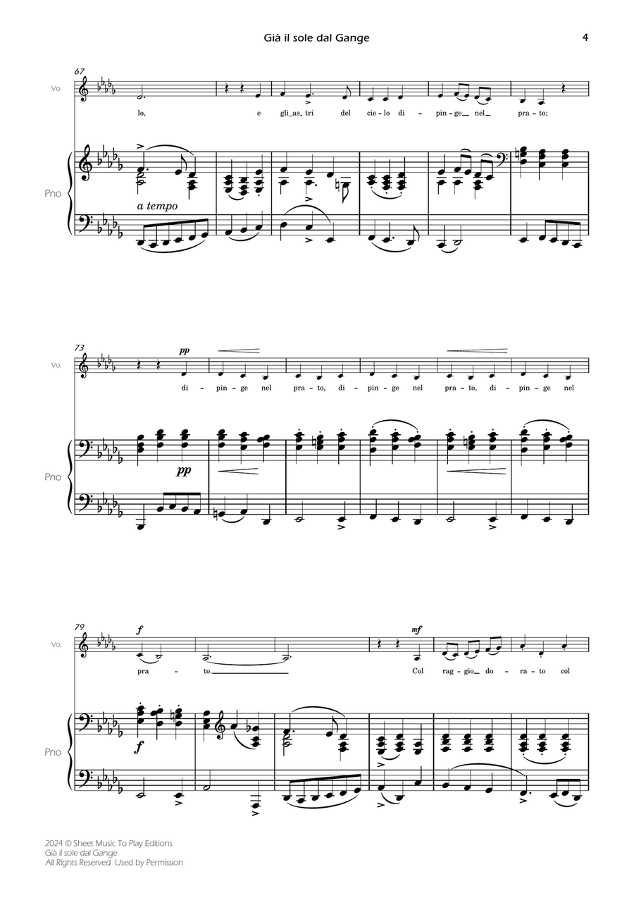 Scarlatti - Già il sole dal Gange - Voice and Piano - Db Major Piano, Vocal scores gallery preview page 6