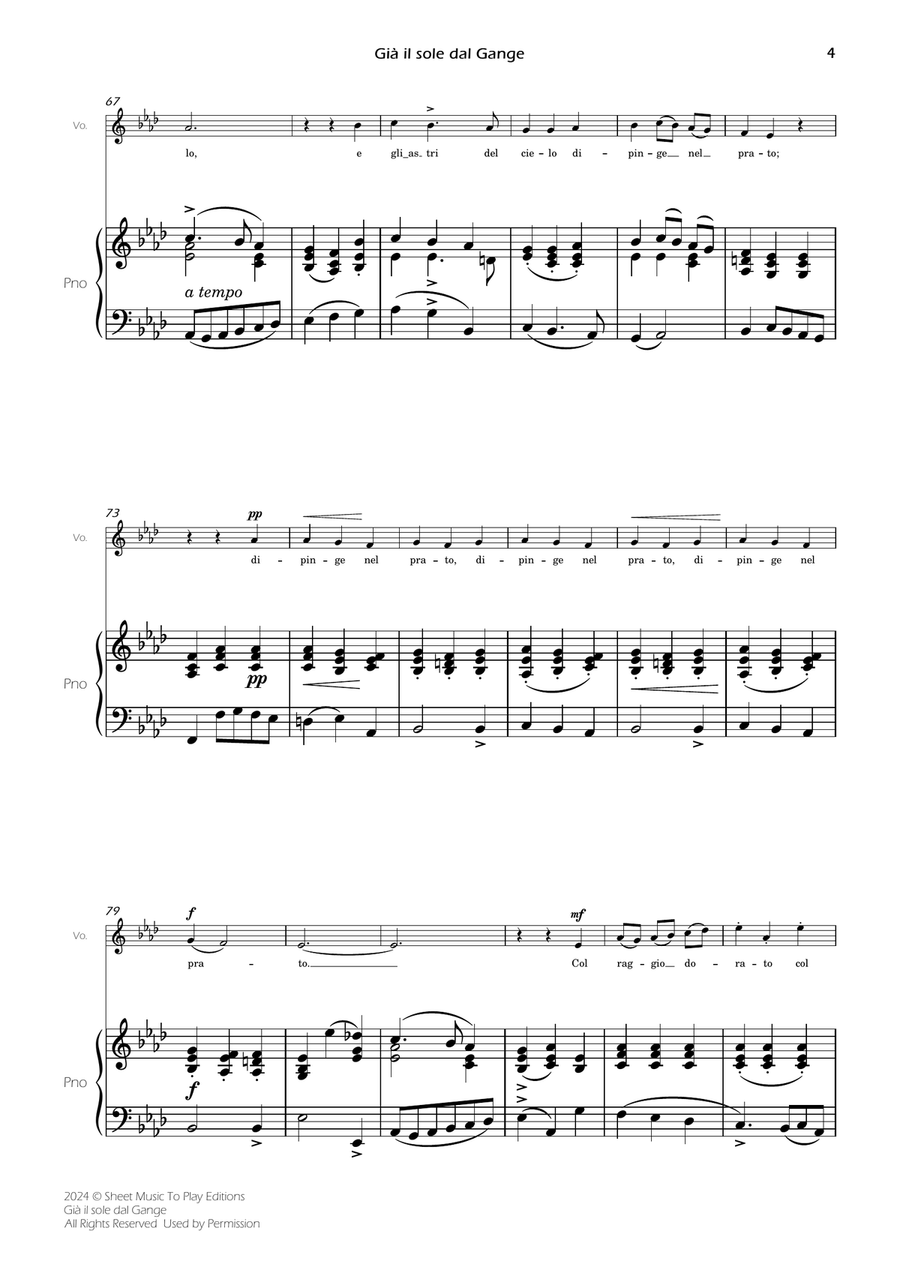 Scarlatti - Già il sole dal Gange - Voice and Piano - Ab Major Piano, Vocal scores gallery preview page 6