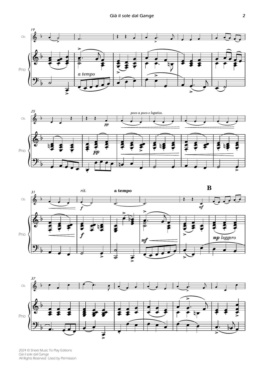 Scarlatti - Già il sole dal Gange - Oboe and Piano (Full Score and Parts) Piano scores gallery preview page 4