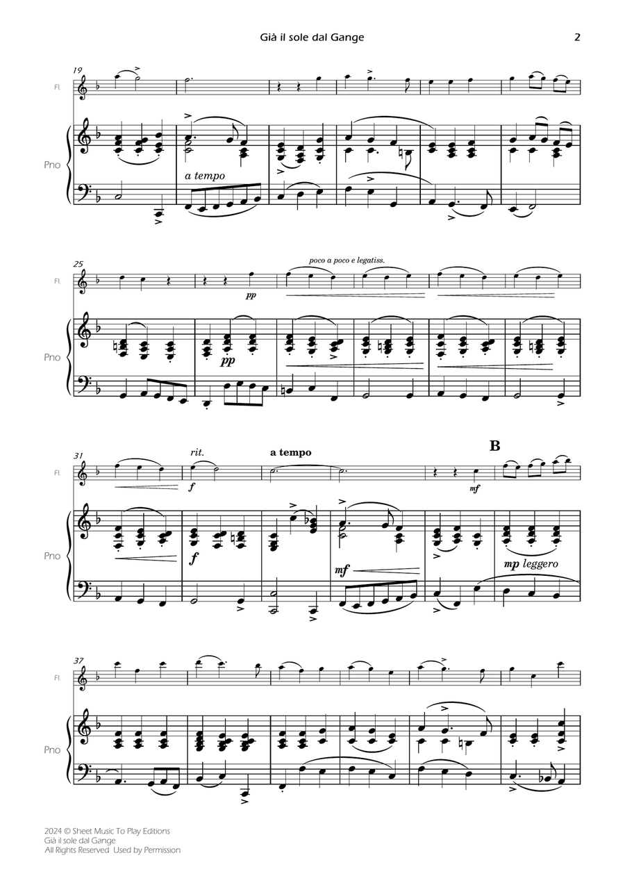 Scarlatti - Già il sole dal Gange - Flute and Piano (Full Score and Parts) Flute scores gallery preview page 4