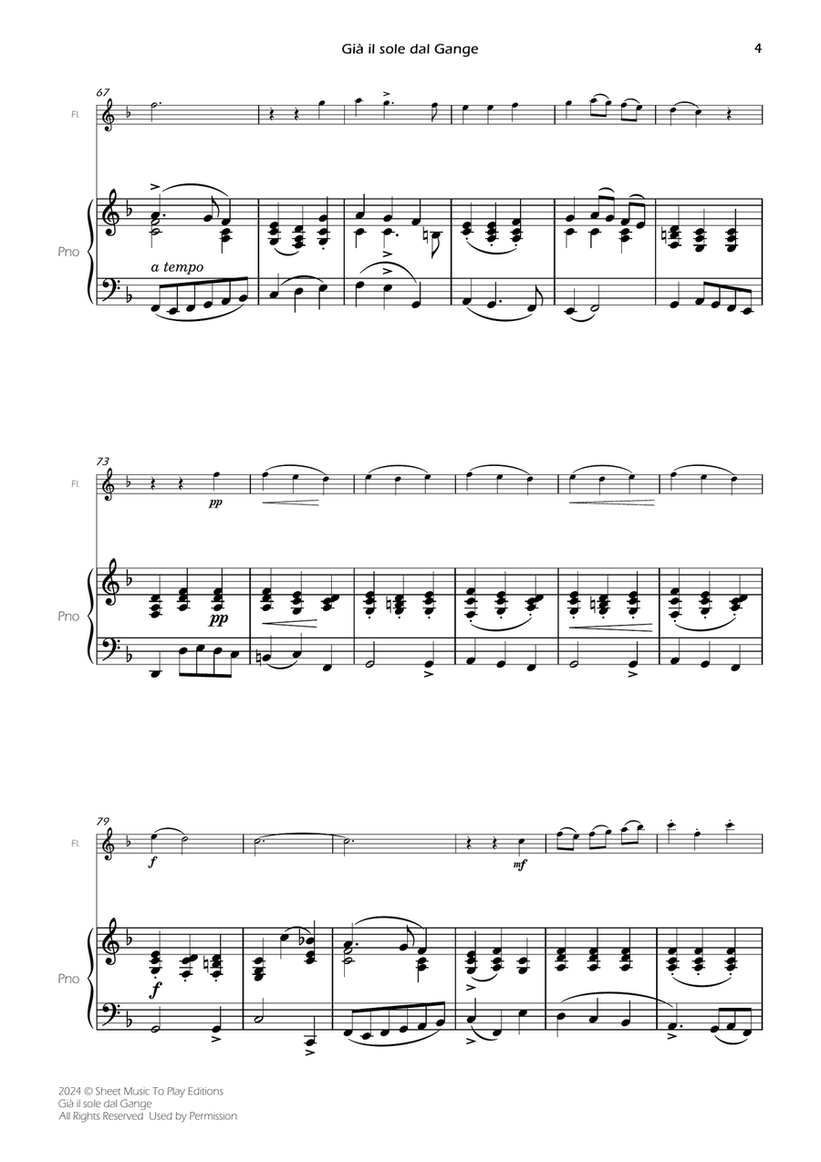 Scarlatti - Già il sole dal Gange - Flute and Piano (Full Score and Parts) Flute scores gallery preview page 6