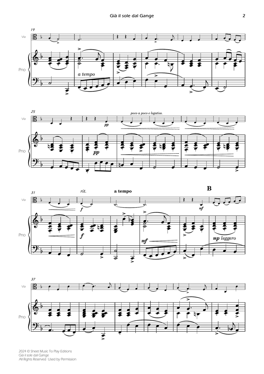 Scarlatti - Già il sole dal Gange - Viola and Piano (Full Score and Parts) Piano scores gallery preview page 4