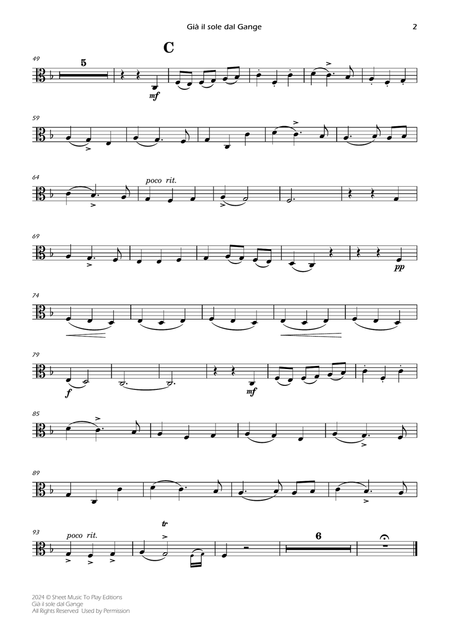Scarlatti - Già il sole dal Gange - Viola and Piano (Individual Parts) Piano scores gallery preview page 2