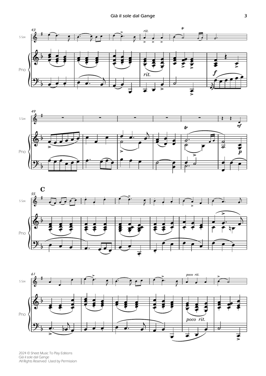 Scarlatti - Già il sole dal Gange - Soprano Sax and Piano (Full Score and Parts) Soprano Saxophone scores gallery preview page 5