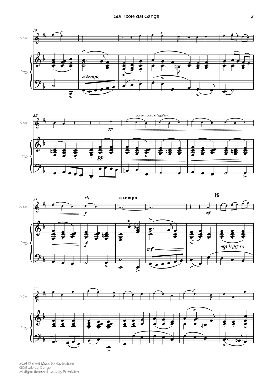 Scarlatti - Già il sole dal Gange - Alto Sax and Piano (Full Score and Parts) Alto Saxophone scores gallery preview page 4