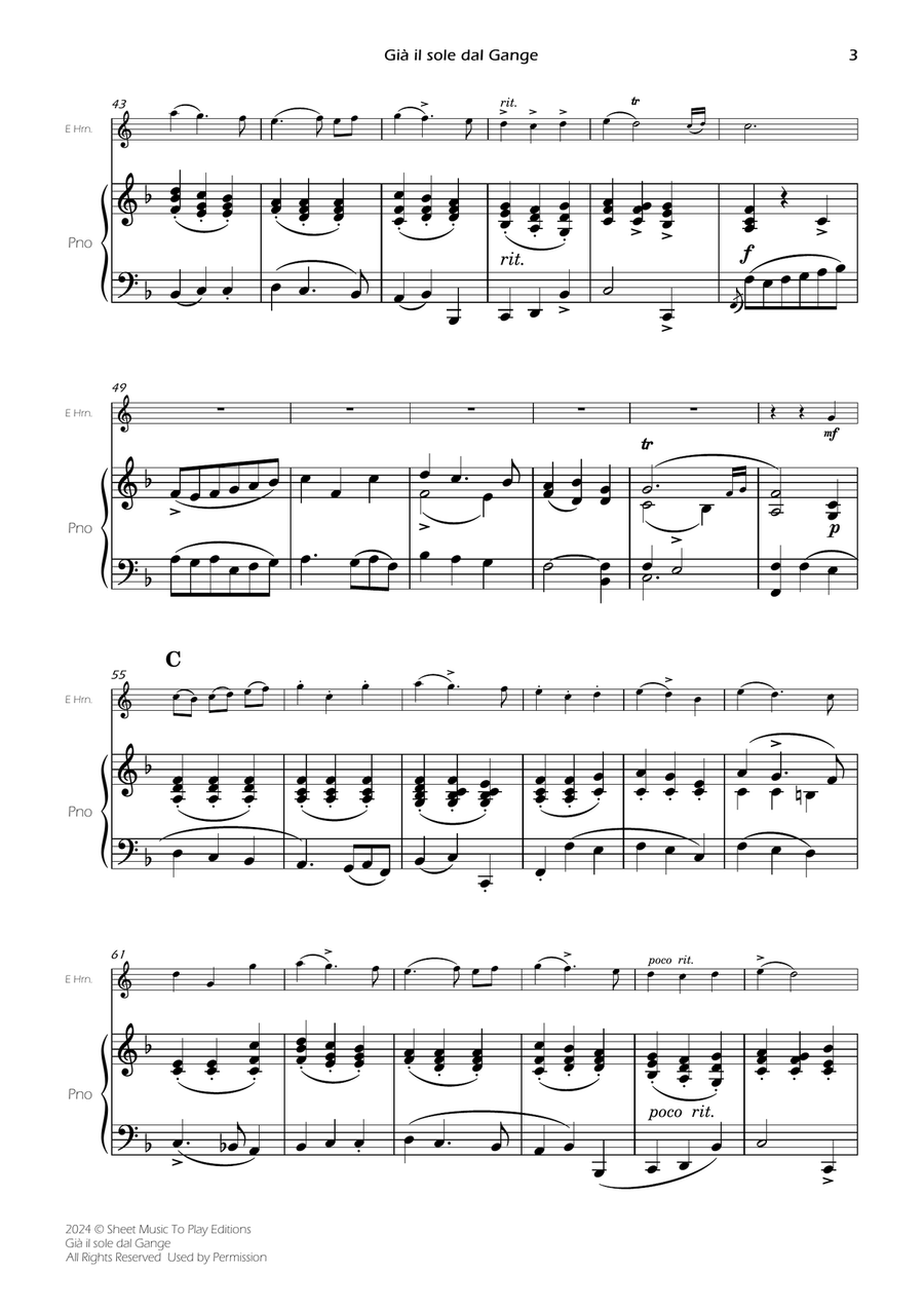 Scarlatti - Già il sole dal Gange - English Horn and Piano (Full Score and Parts) English Horn scores gallery preview page 5