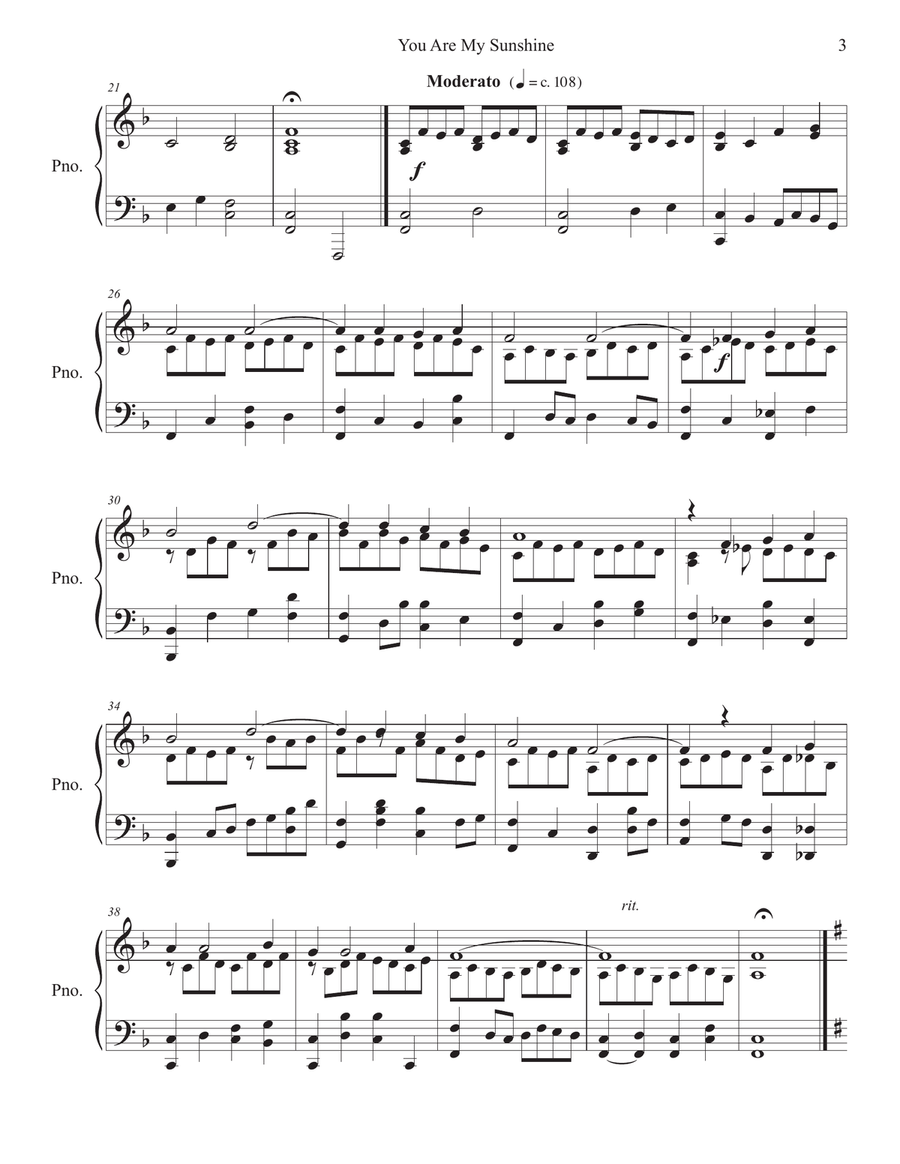 You Are My Sunshine Variations for Advanced Piano Piano Solo scores gallery preview page 3