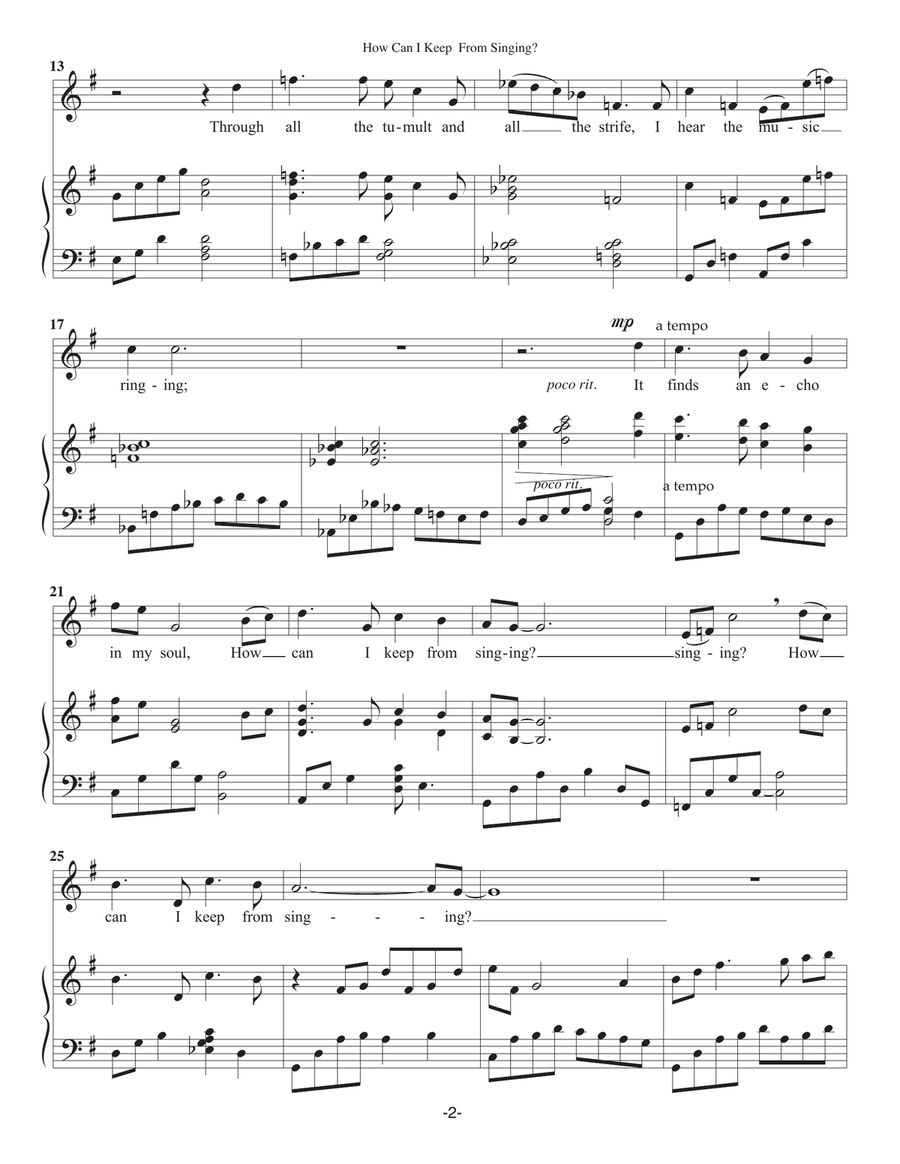 How Can I Keep From Singing? Voice scores gallery preview page 2