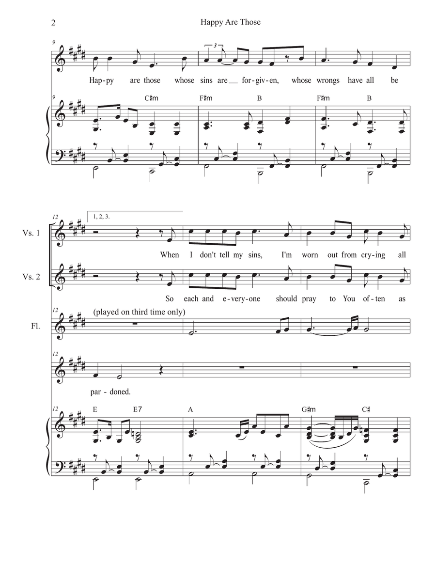 Happy Are Those (Unison choir) Unison Choir scores gallery preview page 2