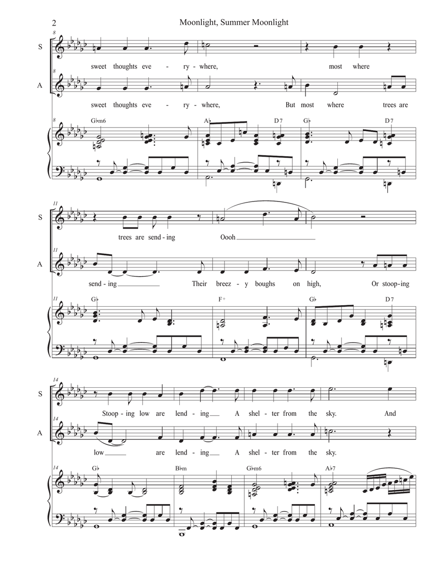 Moonlight, Summer Moonlight (Duet for Soprano and Alto solo) Alto Voice scores gallery preview page 2