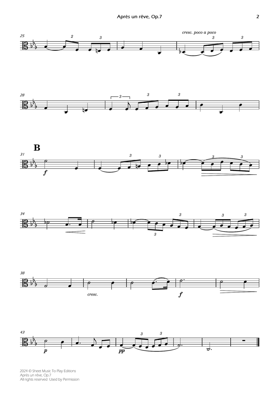 Après un rêve, Op.7 - Viola and Piano (Individual Parts) Piano scores gallery preview page 2