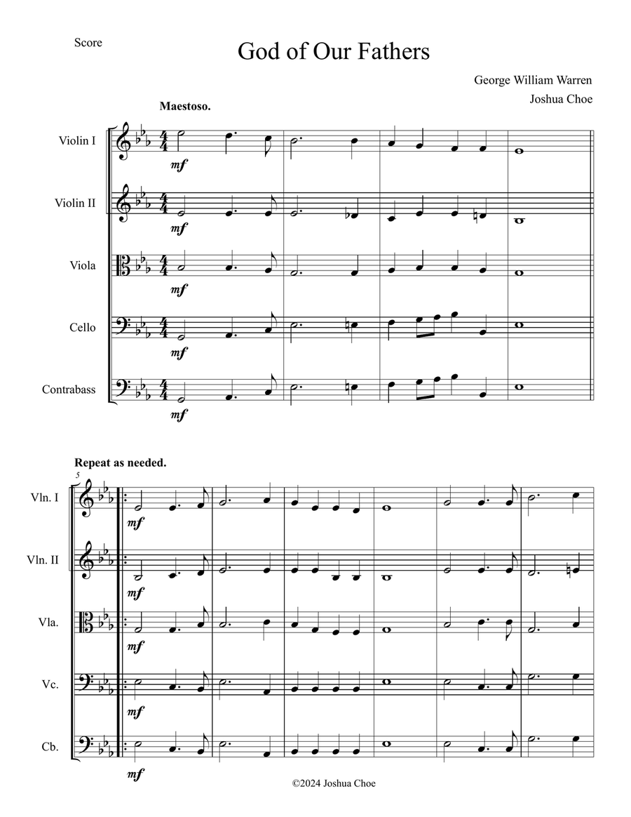 God of Our Fathers God of Our Fathers String Quintet scores gallery preview page 3