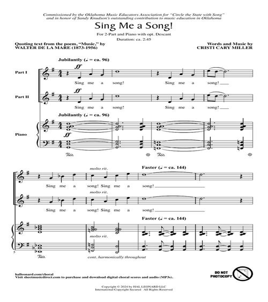 Sing Me a Song! Sing Me a Song! 2-Part scores gallery preview page 3