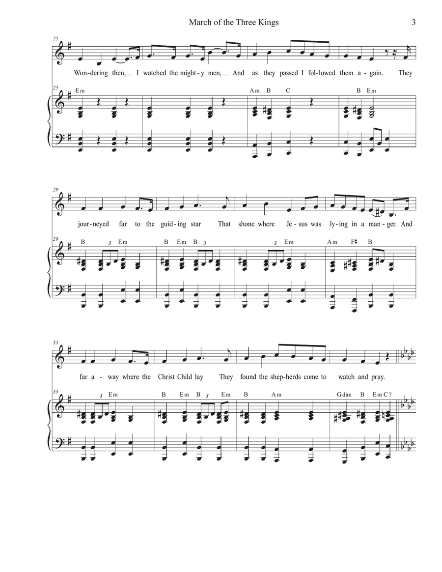 March of the Three Kings (Unison choir) Unison Choir scores gallery preview page 3