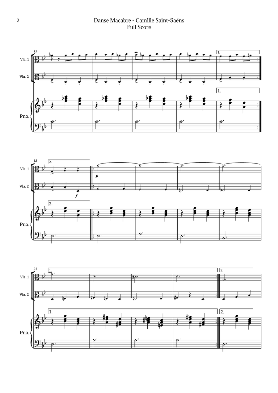 Danse Macabre by Camille Saint-Saëns String Duet scores gallery preview page 2