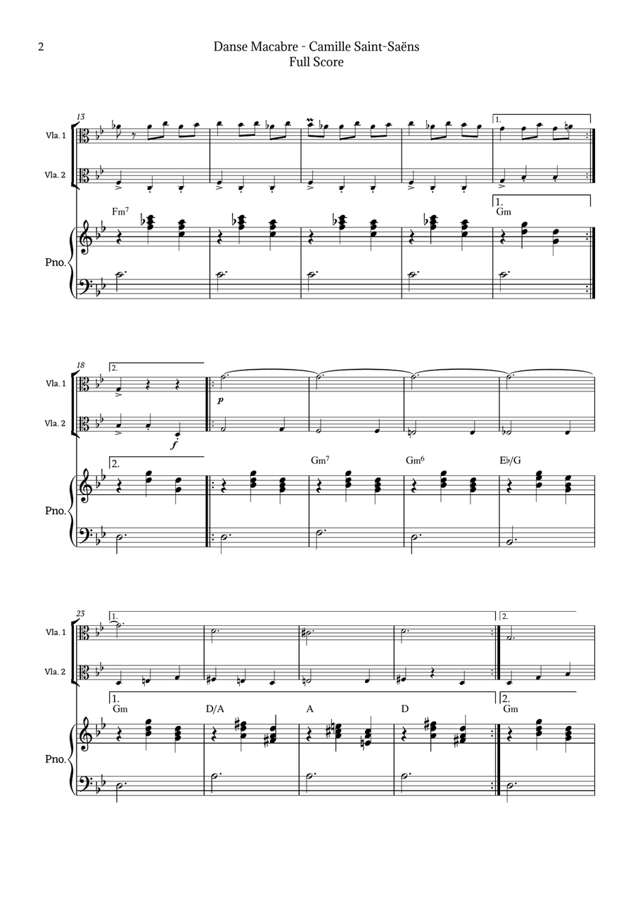 Danse Macabre by Camille Saint-Saëns String Duet scores gallery preview page 2