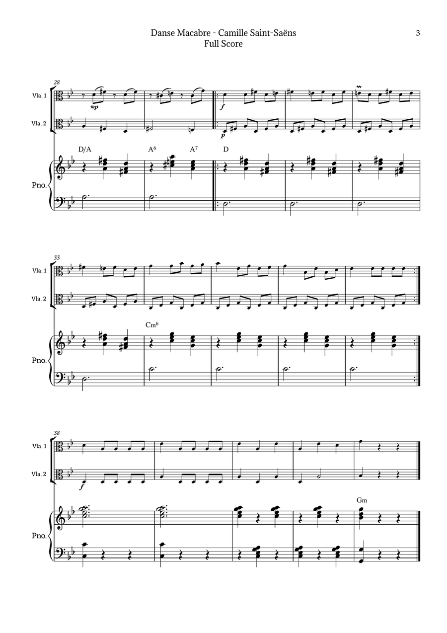 Danse Macabre by Camille Saint-Saëns String Duet scores gallery preview page 3