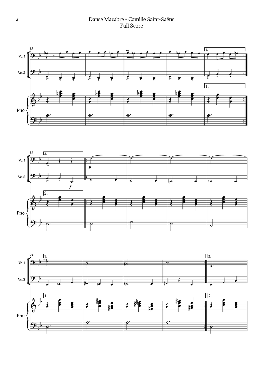 Danse Macabre by Camille Saint-Saëns String Duet scores gallery preview page 2