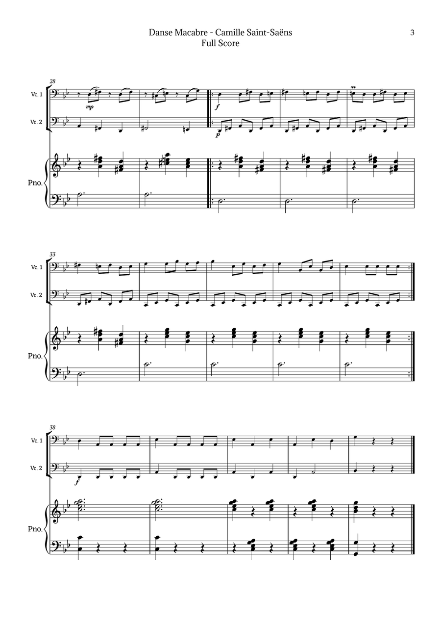 Danse Macabre by Camille Saint-Saëns String Duet scores gallery preview page 3