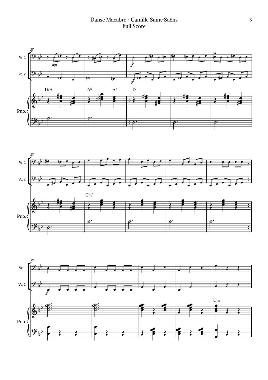 Danse Macabre by Camille Saint-Saëns String Duet scores gallery preview page 3