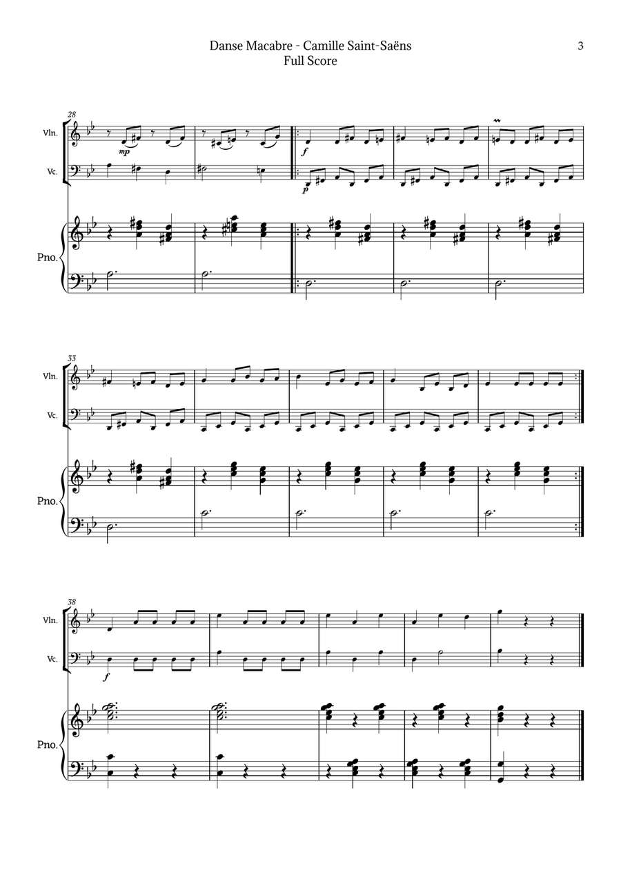 Danse Macabre by Camille Saint-Saëns Piano Trio scores gallery preview page 3