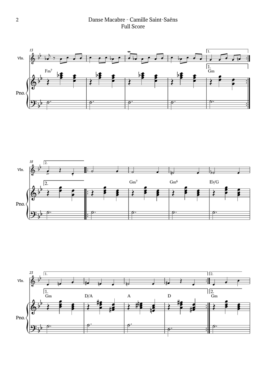 Danse Macabre by Camille Saint-Saëns Chamber Music scores gallery preview page 2