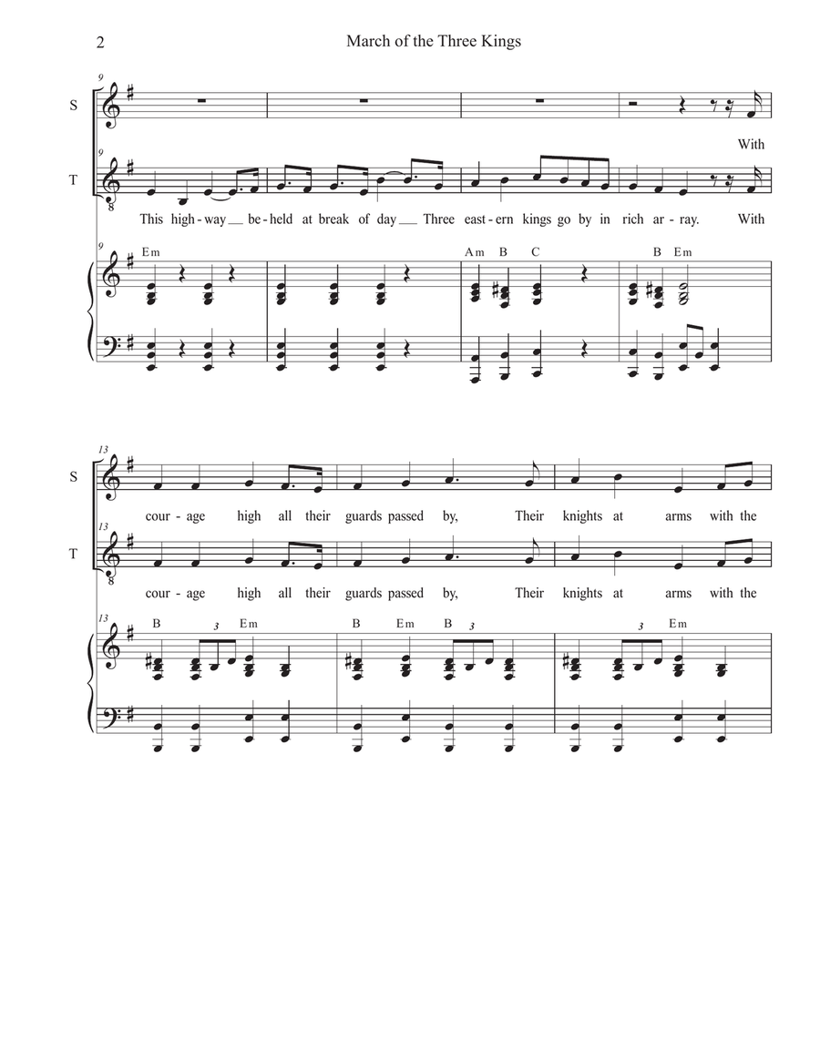 March of the Three Kings (Duet for Soprano and Tenor solo) Tenor Voice scores gallery preview page 2