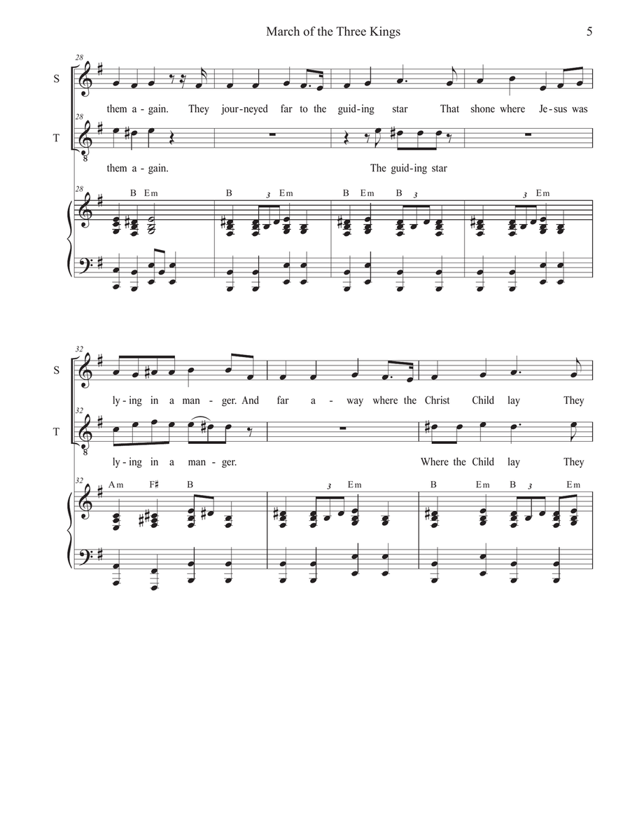 March of the Three Kings (Duet for Soprano and Tenor solo) Tenor Voice scores gallery preview page 5