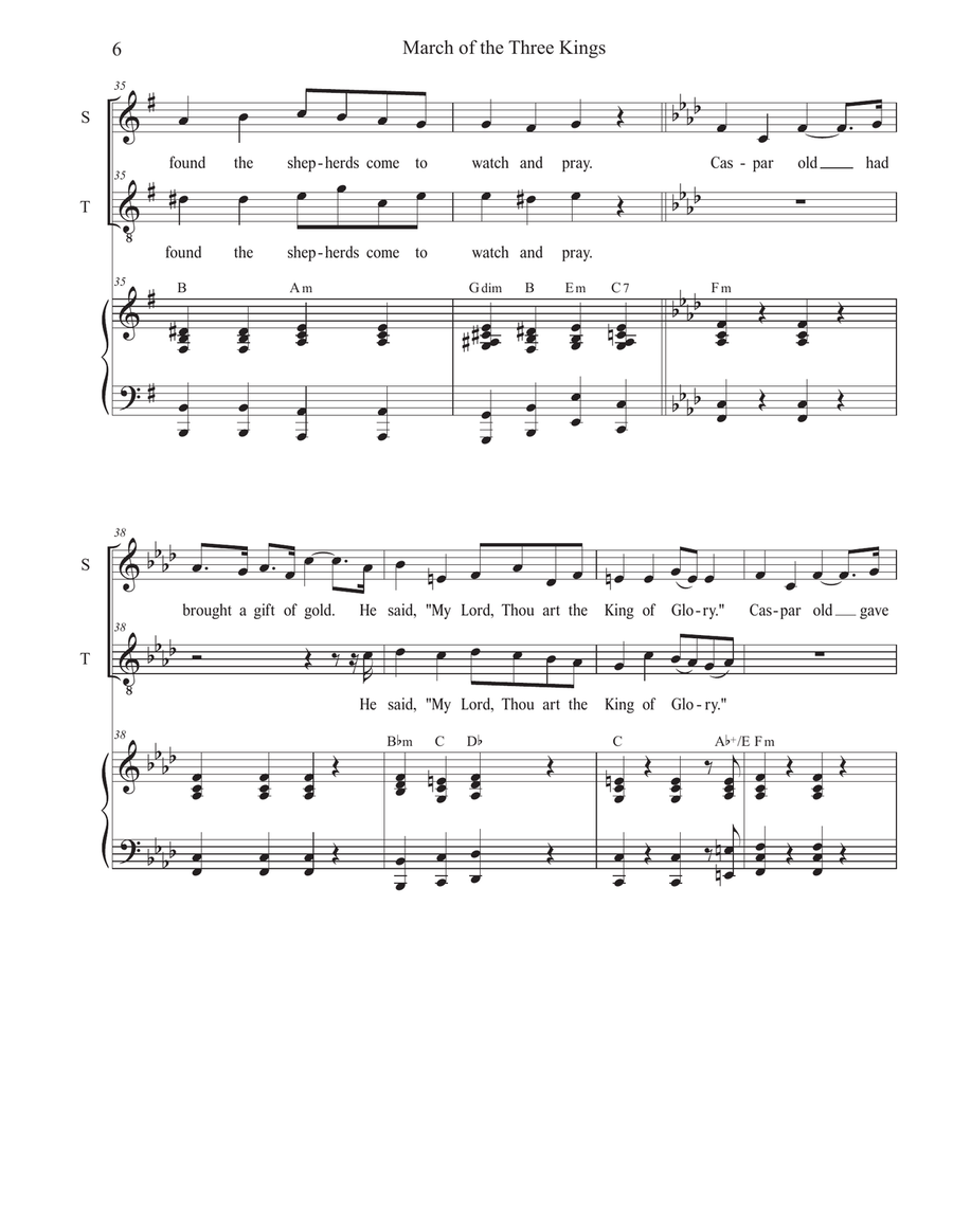 March of the Three Kings (Duet for Soprano and Tenor solo) Tenor Voice scores gallery preview page 6