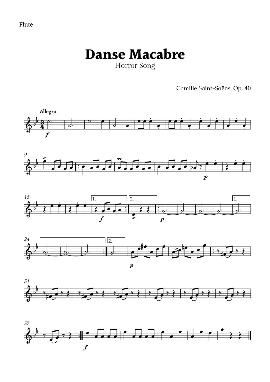 Danse Macabre by Camille Saint-Saëns Woodwind Quartet scores gallery preview page 4