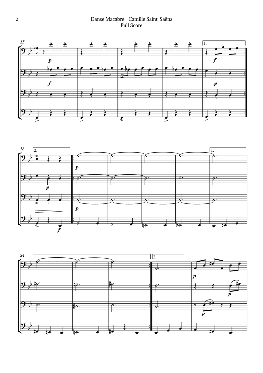 Danse Macabre by Camille Saint-Saëns Bassoon Quartet scores gallery preview page 2