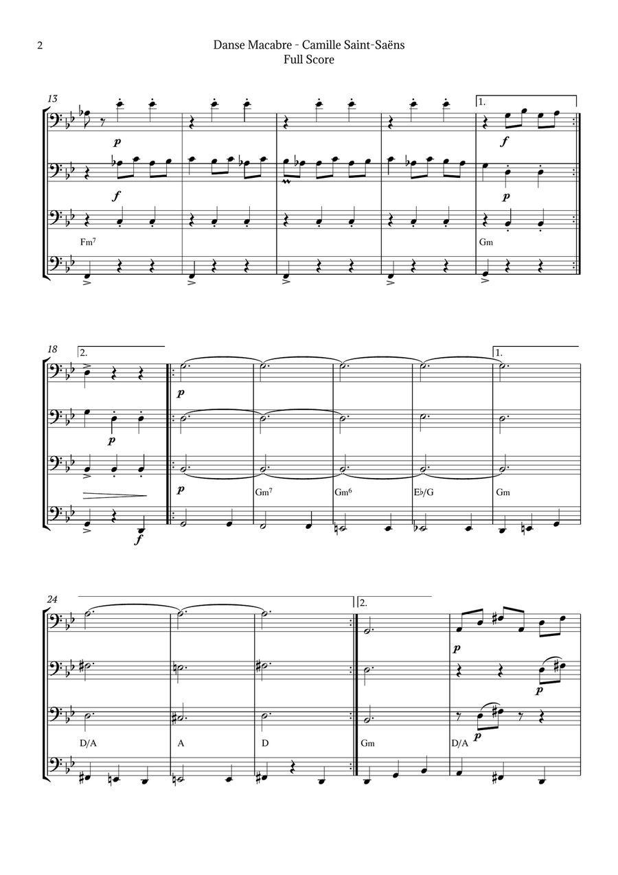 Danse Macabre by Camille Saint-Saëns Bassoon Quartet scores gallery preview page 2